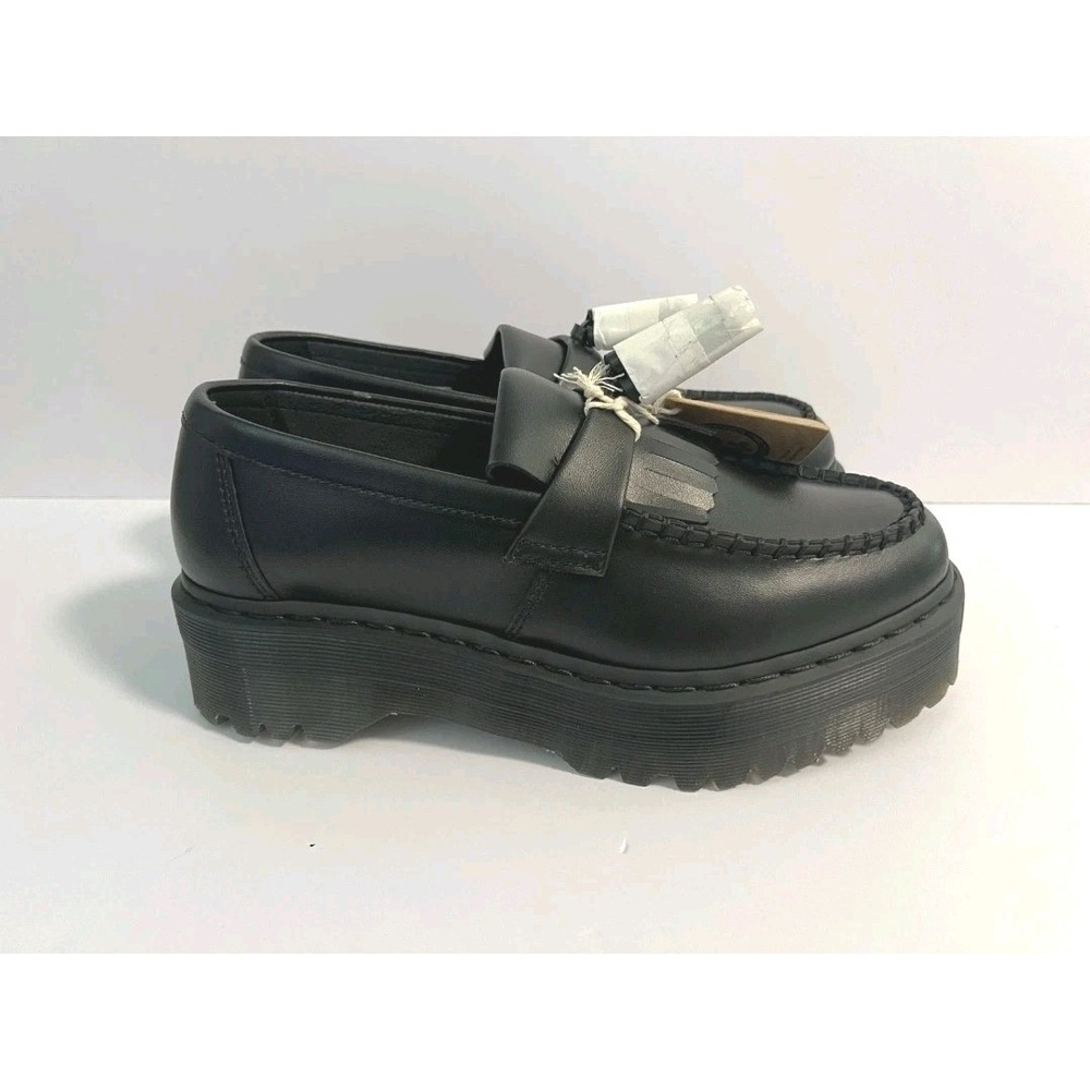 Dr. Martens Adrian Quad Black Platform Shoes Yellow Stitch Women 11 / Men 10‎